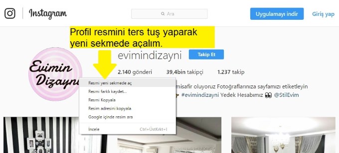 Instagram profil resmini tam boyut nasıl görürüm