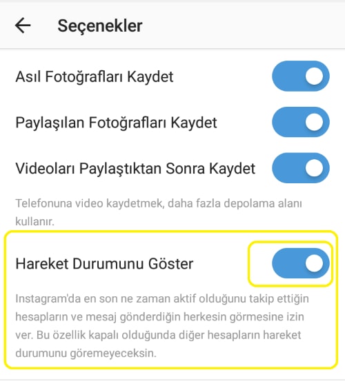 instagram son görülme özelliği kapatma